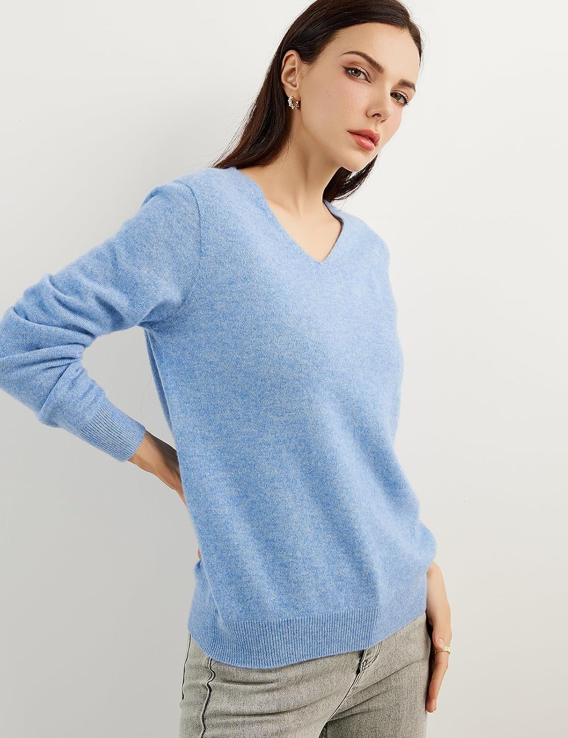 Chanyarn 100% Pure Cashmere Women's Sweater V-Neck Long Sleeve 2025 Fall Winter Warm Soft Knit Pullover