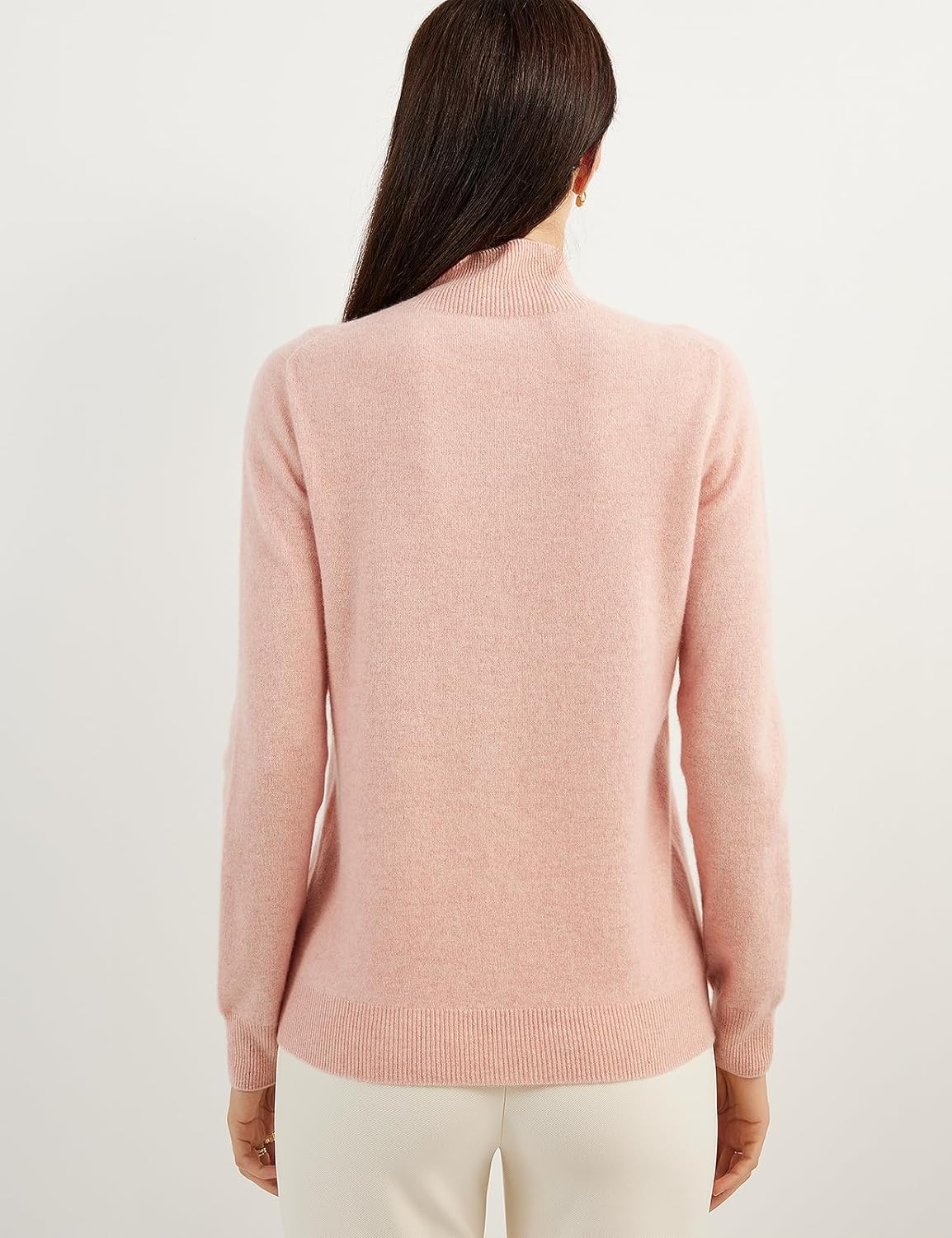 100% Pure Cashmere Women's Sweater Mock Neck Long Sleeve Warm Soft 2025 Fall Winter Knit Pullover