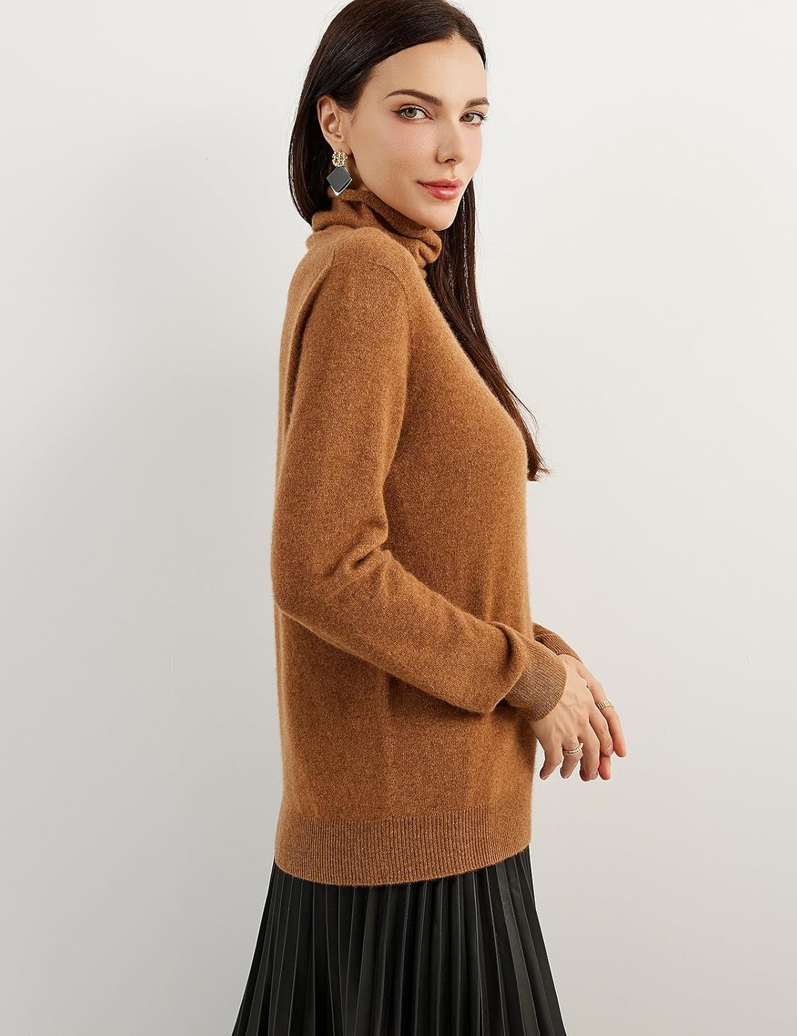 100% Pure Cashmere Women's Sweater Turtleneck Long Sleeve Warm Soft 2025 Fall Winter Knit Pullover