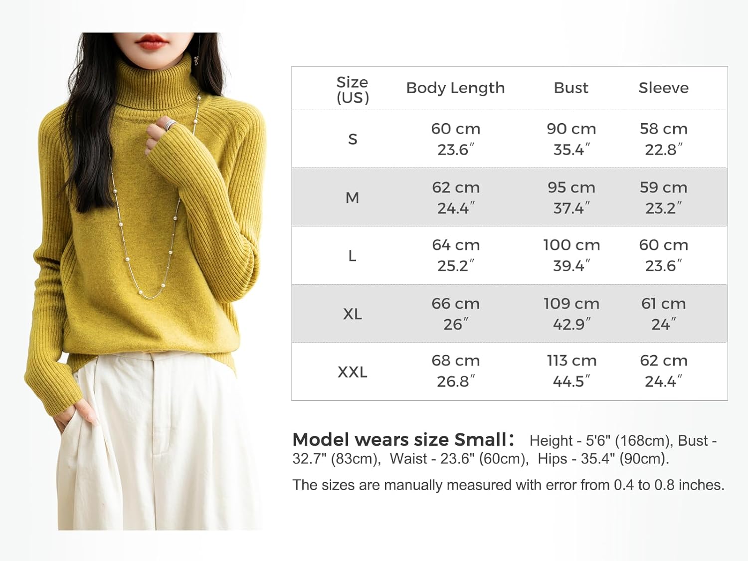 Chanyarn Women's Turtleneck 100% Merino Wool Sweater 2025 Fall Winter Classic Warm Soft Raglan Long Sleeve Knit Sweater