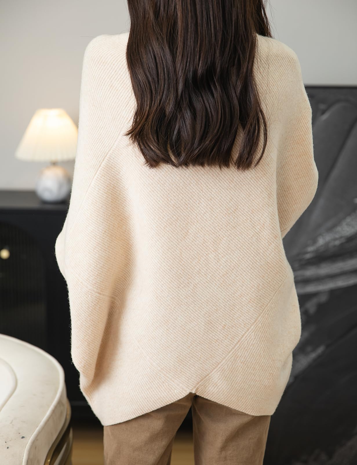 Chanyarn Women's Turtleneck 100% Merino Wool Oversized Sweater 2025 Fall Winter Batwing Long Sleeve Knitted Sweater