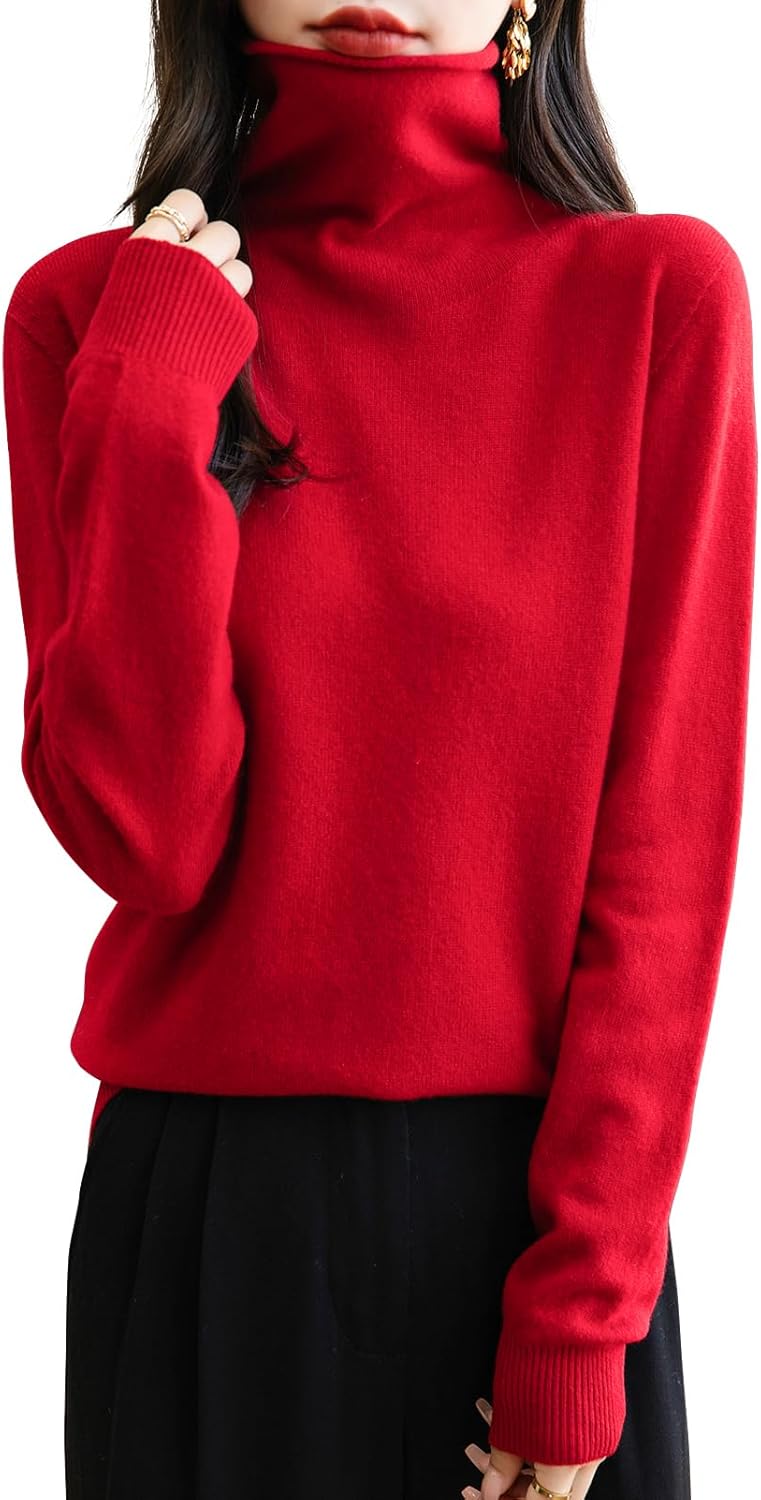 Chanyarn Women's 100% Merino Wool Seamless Sweater Turtleneck First-Line Ready to Wear Long Sleeve Knitted Pullover Tops