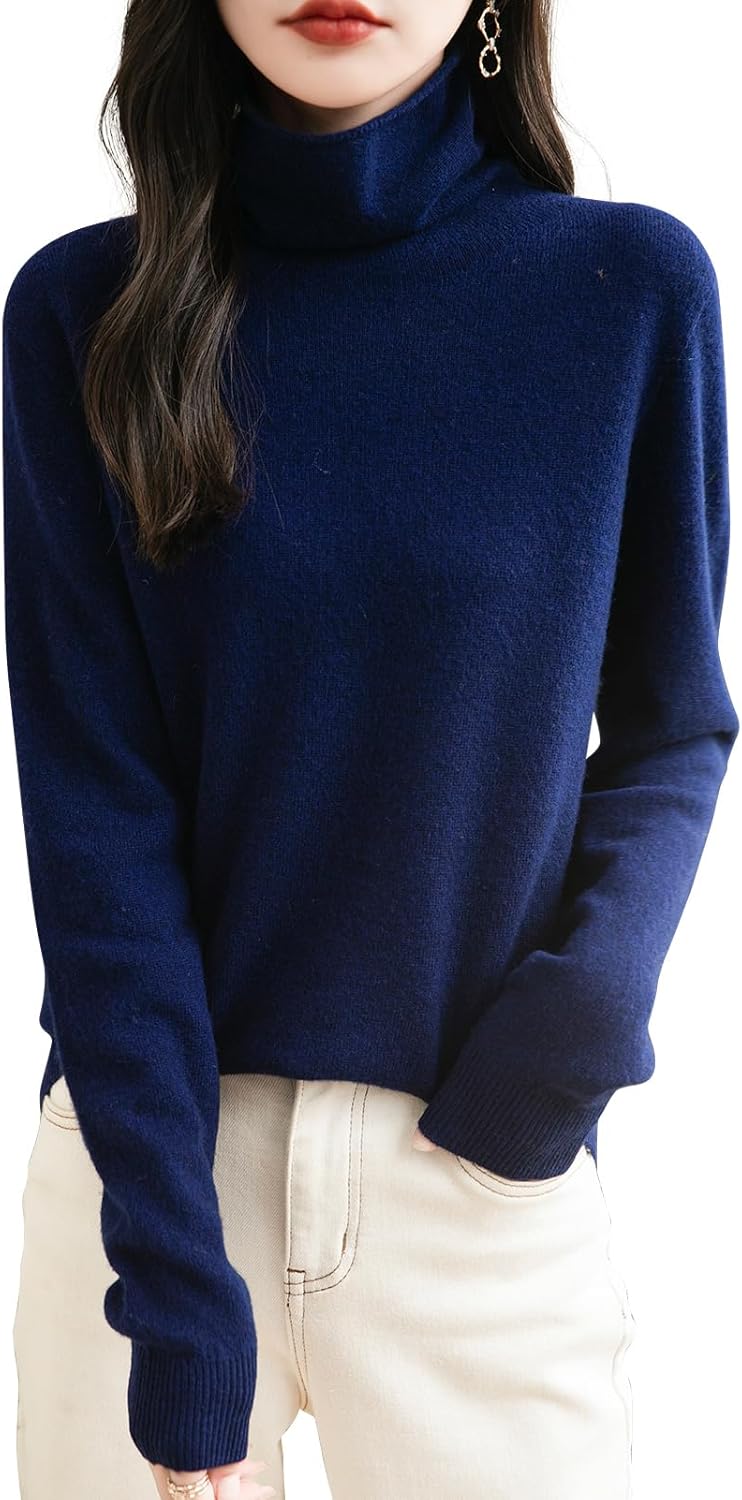 Chanyarn Women's 100% Merino Wool Seamless Sweater Turtleneck First-Line Ready to Wear Long Sleeve Knitted Pullover Tops