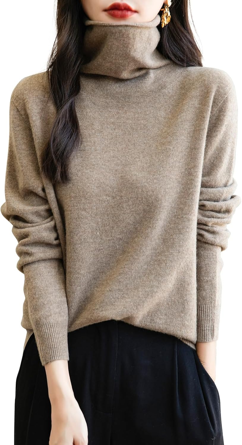 Chanyarn Women's 100% Merino Wool Seamless Sweater Turtleneck First-Line Ready to Wear Long Sleeve Knitted Pullover Tops