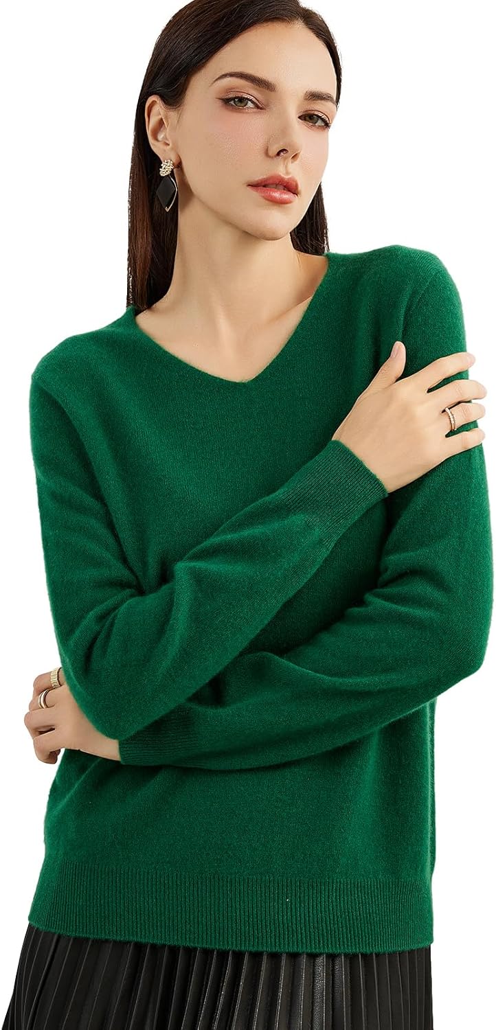Chanyarn 100% Pure Cashmere Women's Sweater V-Neck Long Sleeve 2025 Fall Winter Warm Soft Knit Pullover