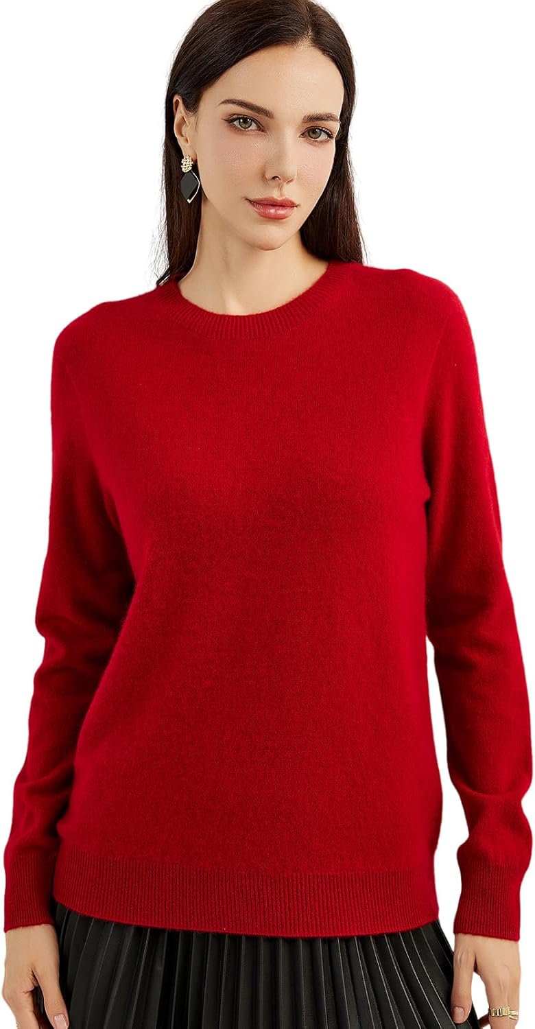 Women's 100% Pure Cashmere Sweater 2025 Fall Winter Crew Neck Long Sleeve Warm Soft Knitted Pullover