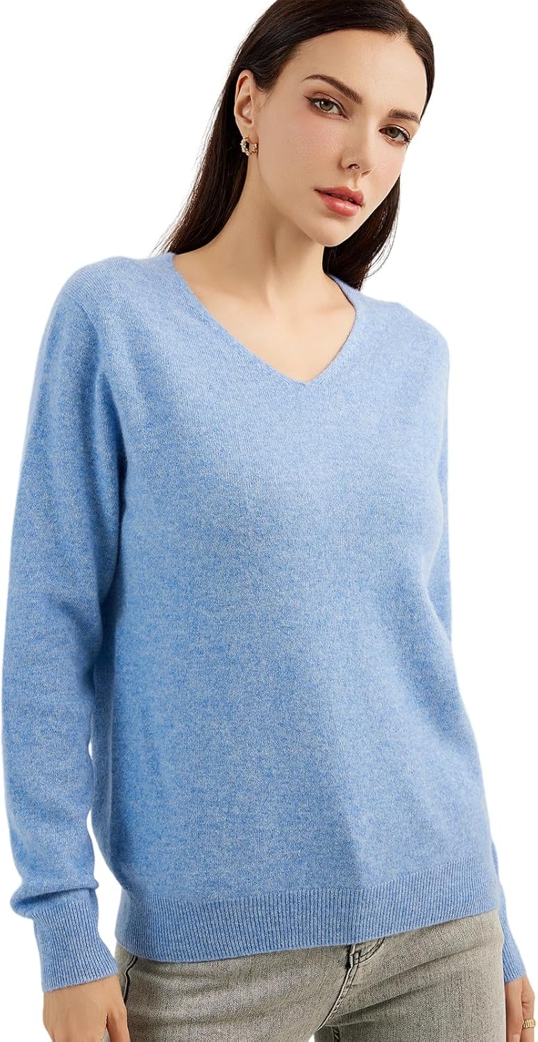 Chanyarn 100% Pure Cashmere Women's Sweater V-Neck Long Sleeve 2025 Fall Winter Warm Soft Knit Pullover