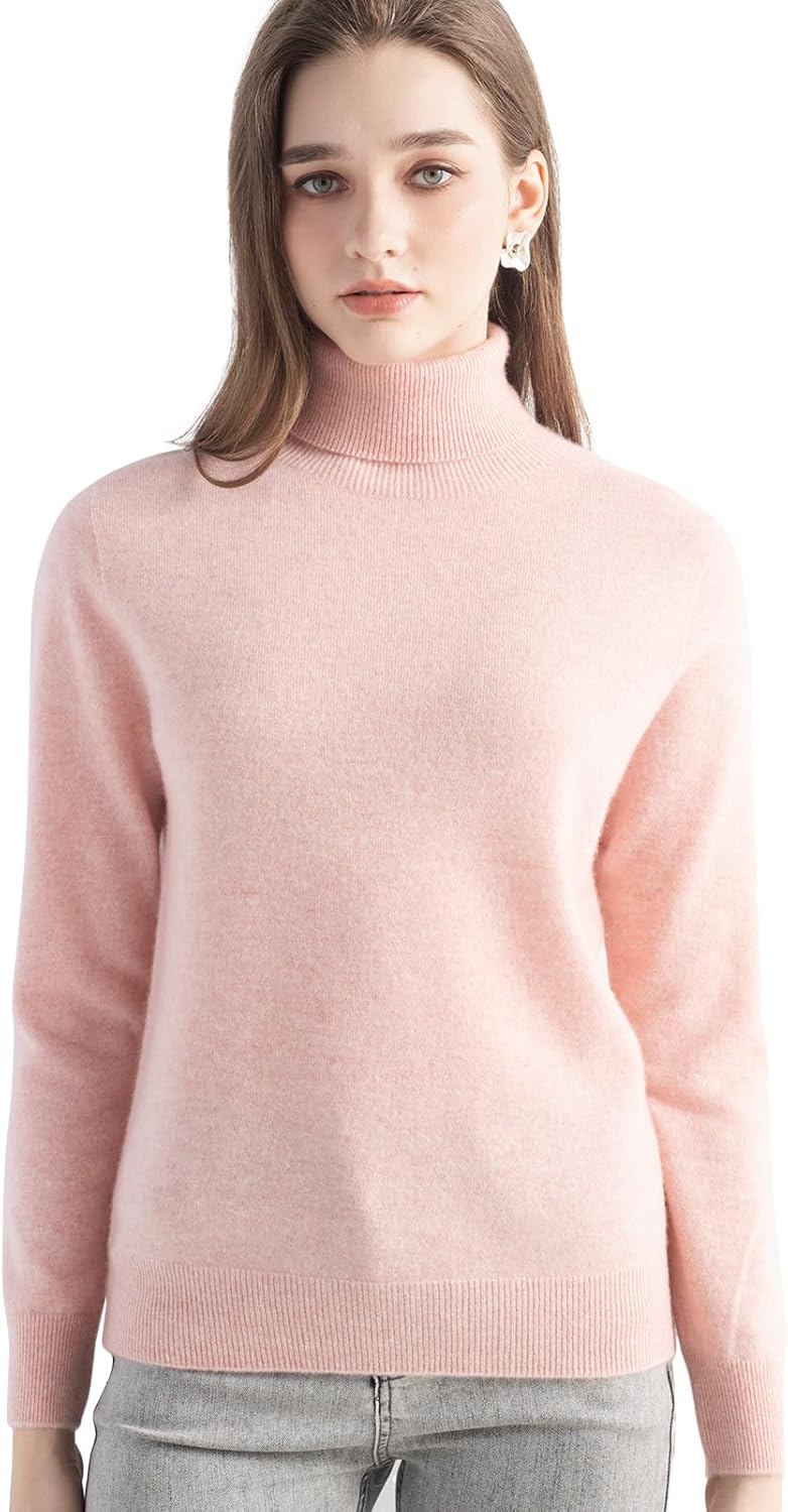 Women's 100% Pure Cashmere Sweater Turtleneck Long Sleeve Warm Soft 2025 Fall Winter Knit Pullover