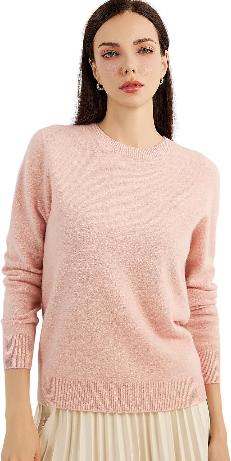 Women's 100% Pure Cashmere Sweater 2025 Fall Winter Crew Neck Long Sleeve Warm Soft Knitted Pullover