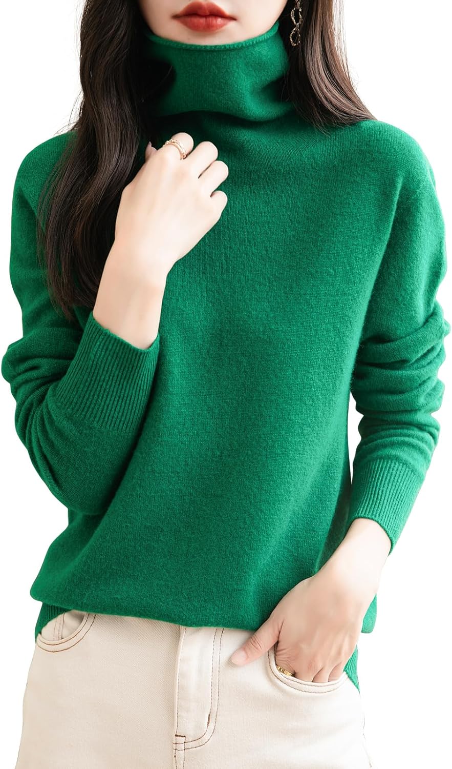 Chanyarn Women's 100% Merino Wool Seamless Sweater Turtleneck First-Line Ready to Wear Long Sleeve Knitted Pullover Tops