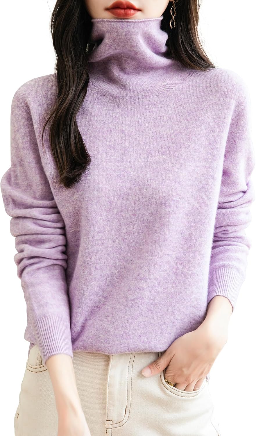 Chanyarn Women's 100% Merino Wool Seamless Sweater Turtleneck First-Line Ready to Wear Long Sleeve Knitted Pullover Tops