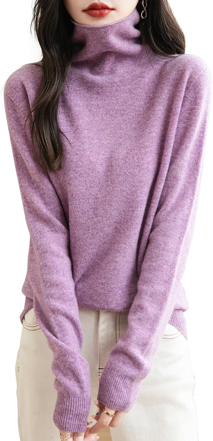 Chanyarn Women's 100% Merino Wool Seamless Sweater Turtleneck First-Line Ready to Wear Long Sleeve Knitted Pullover Tops