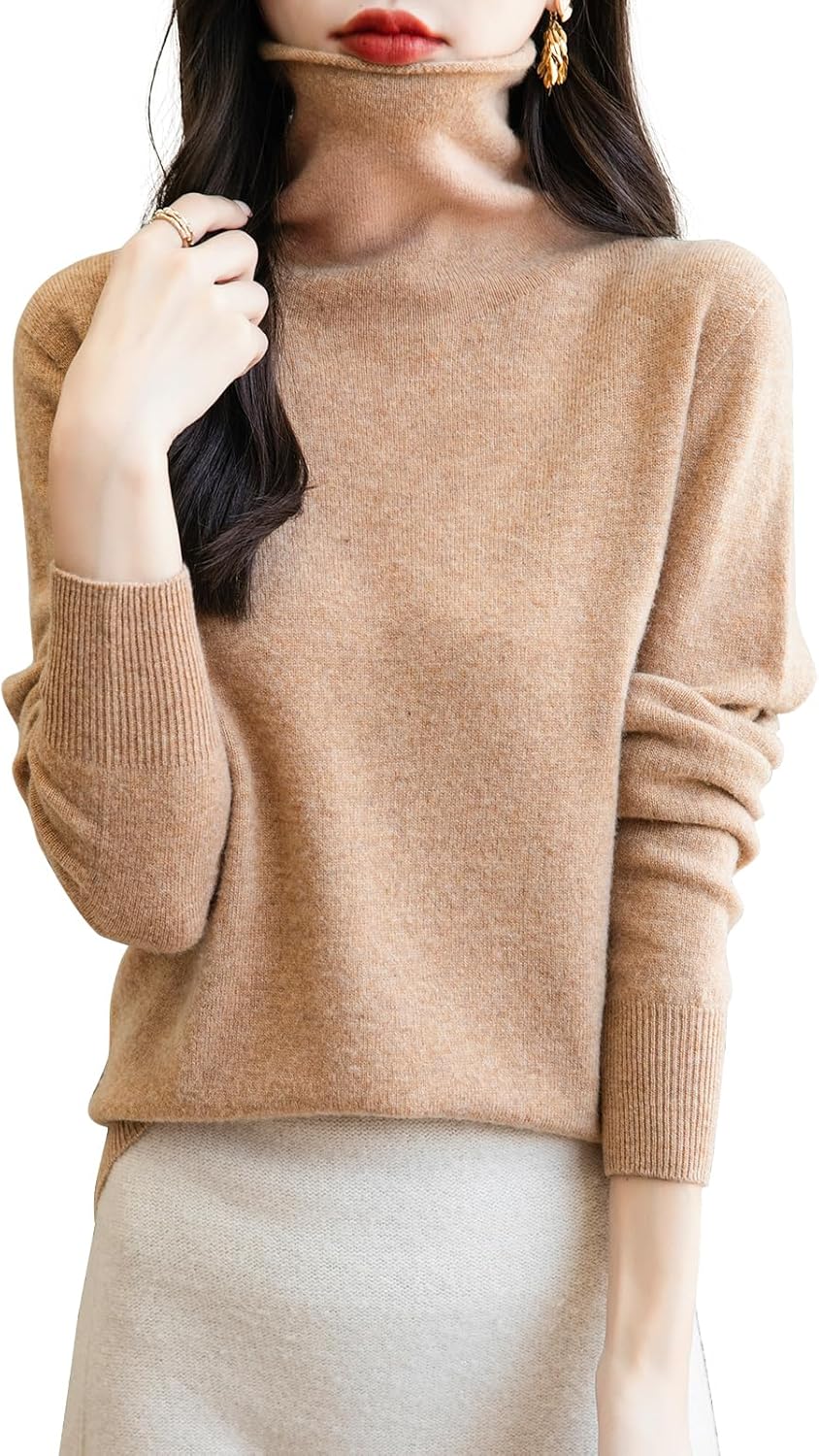 Chanyarn Women's 100% Merino Wool Seamless Sweater Turtleneck First-Line Ready to Wear Long Sleeve Knitted Pullover Tops