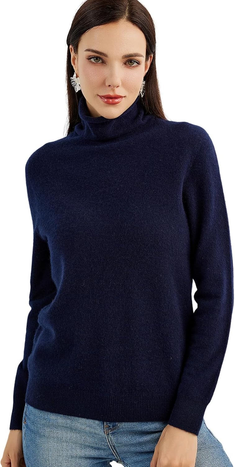 100% Pure Cashmere Women's Sweater Turtleneck Long Sleeve Warm Soft 2025 Fall Winter Knit Pullover