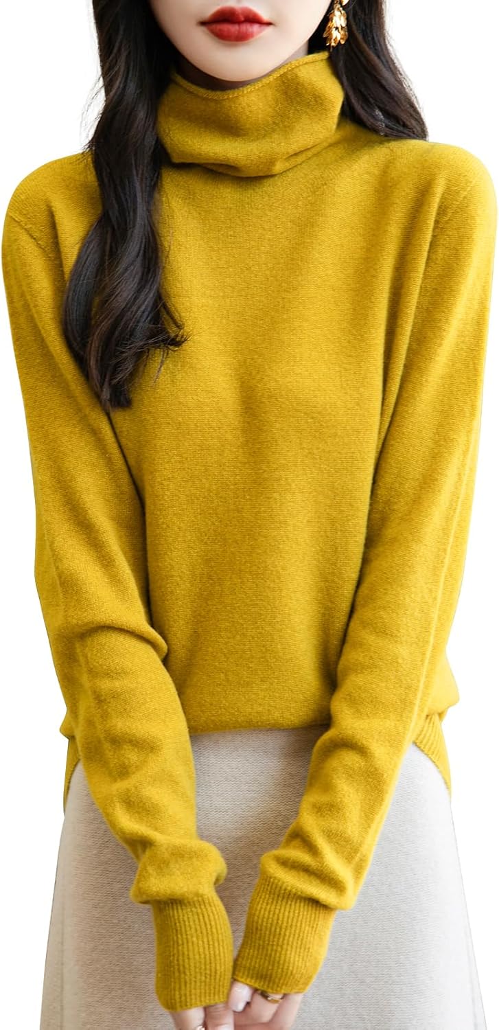 Chanyarn Women's 100% Merino Wool Seamless Sweater Turtleneck First-Line Ready to Wear Long Sleeve Knitted Pullover Tops