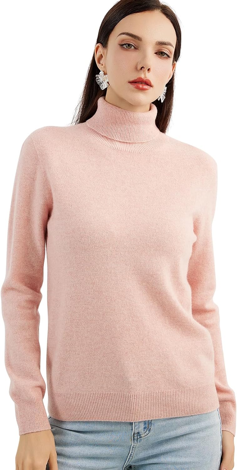 Women's 100% Pure Cashmere Sweater Turtleneck Long Sleeve Warm Soft 2025 Fall Winter Knit Pullover
