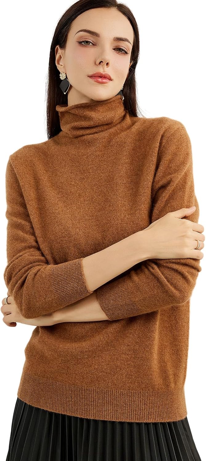 100% Pure Cashmere Women's Sweater Turtleneck Long Sleeve Warm Soft 2025 Fall Winter Knit Pullover