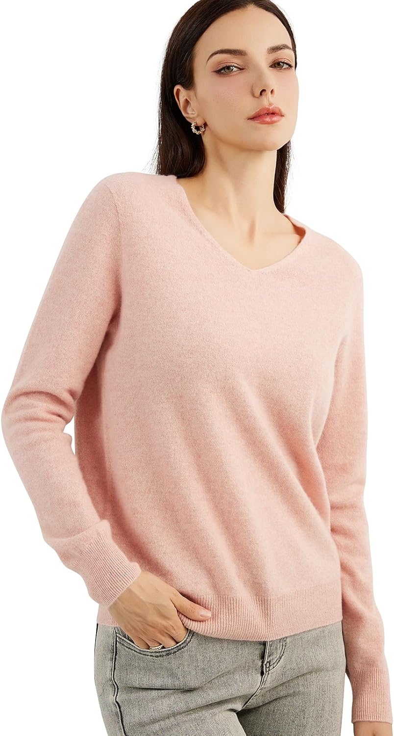 Chanyarn 100% Pure Cashmere Women's Sweater V-Neck Long Sleeve 2025 Fall Winter Warm Soft Knit Pullover