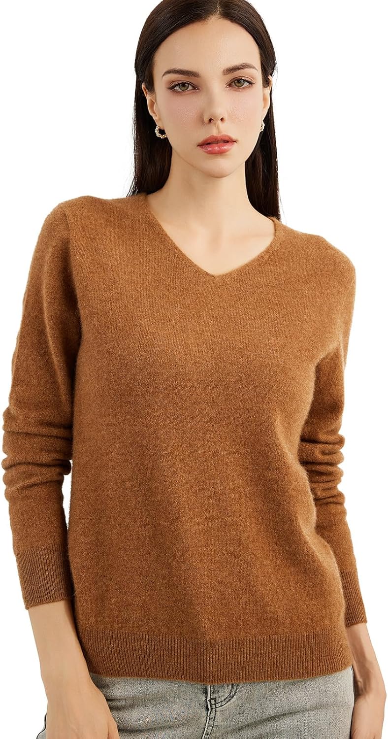 Chanyarn 100% Pure Cashmere Women's Sweater V-Neck Long Sleeve 2025 Fall Winter Warm Soft Knit Pullover