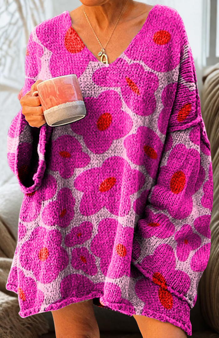 Amalia | Roze Bloemen Pullover