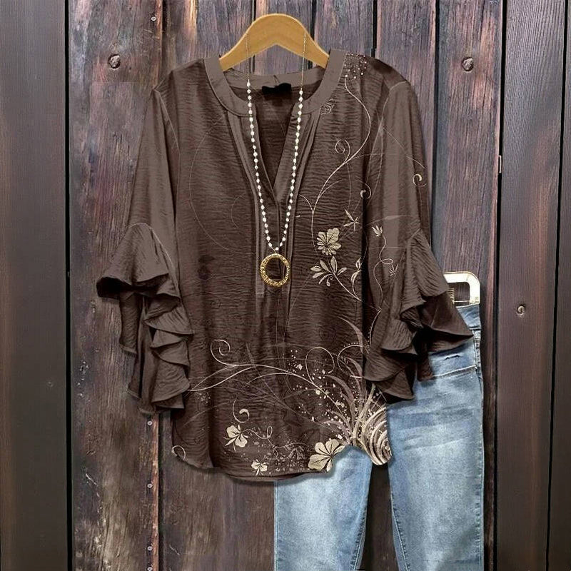 Ruchesblouse | Cacaobloei
