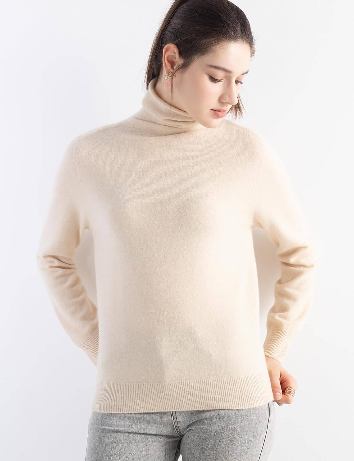 100% Pure Cashmere Women's Sweater Turtleneck Long Sleeve Warm Soft 2025 Fall Winter Knit Pullover