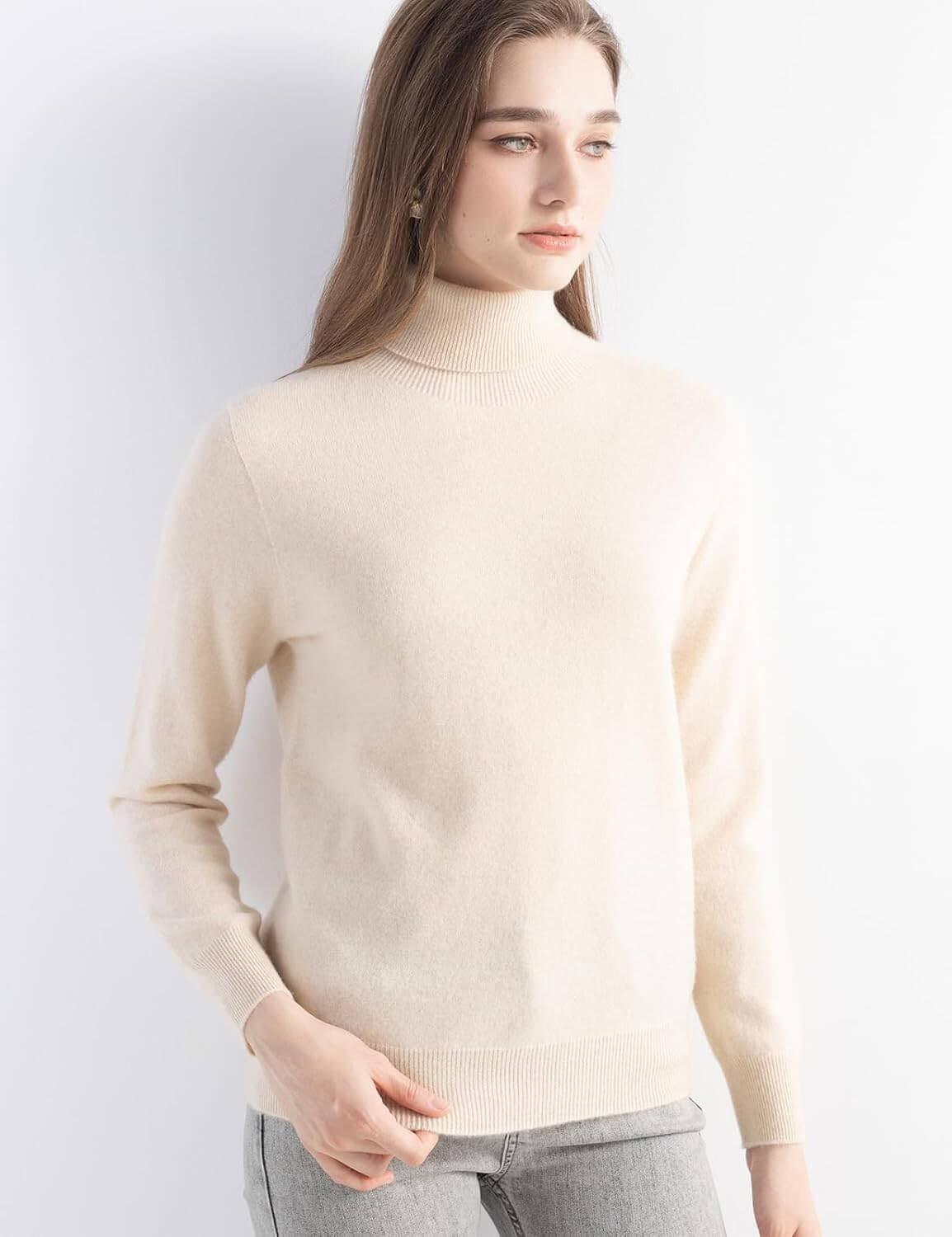 Women's 100% Pure Cashmere Sweater Turtleneck Long Sleeve Warm Soft 2025 Fall Winter Knit Pullover