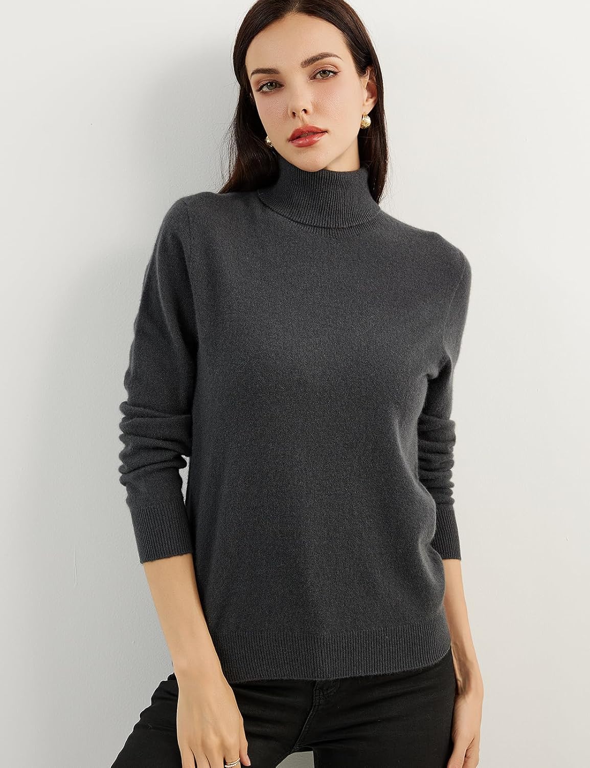 Women's 100% Pure Cashmere Sweater Turtleneck Long Sleeve Warm Soft 2025 Fall Winter Knit Pullover