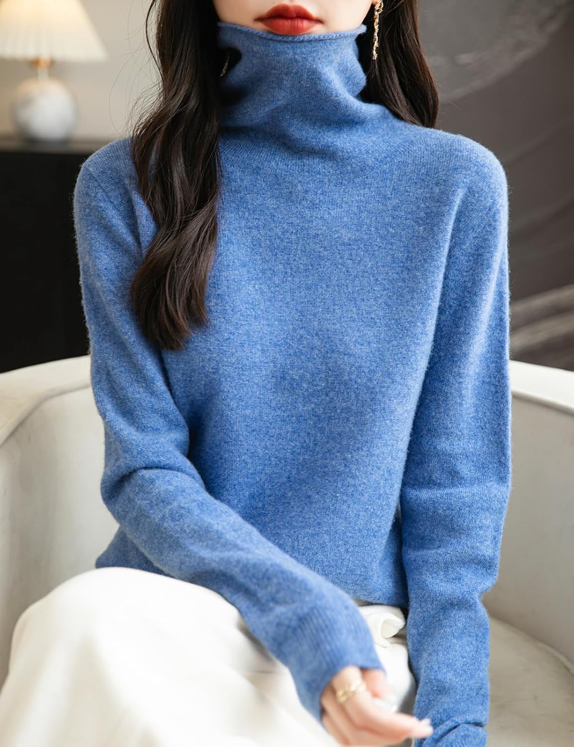 Chanyarn Women's 100% Merino Wool Seamless Sweater Turtleneck First-Line Ready to Wear Long Sleeve Knitted Pullover Tops