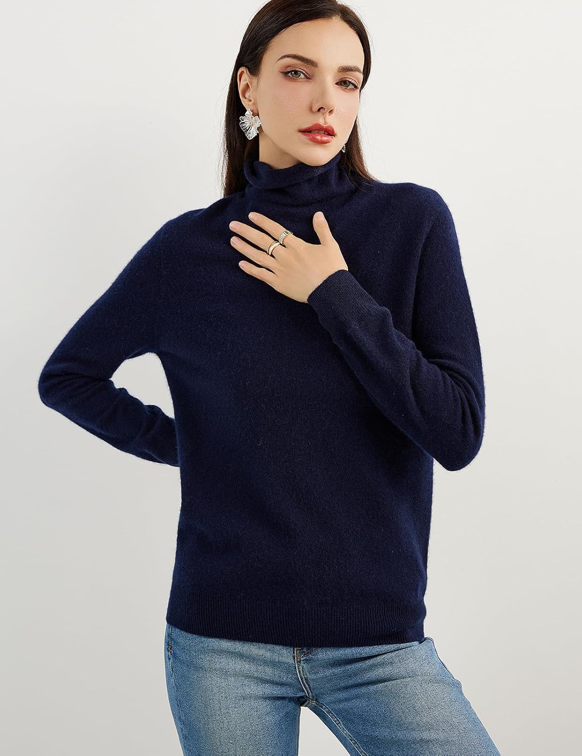 100% Pure Cashmere Women's Sweater Turtleneck Long Sleeve Warm Soft 2025 Fall Winter Knit Pullover