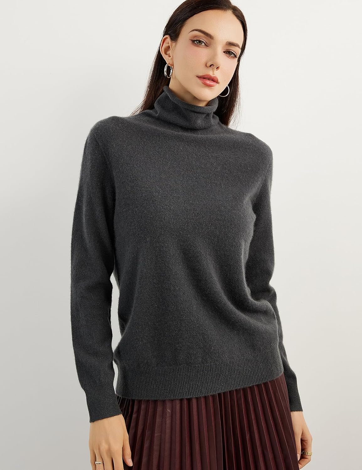 100% Pure Cashmere Women's Sweater Turtleneck Long Sleeve Warm Soft 2025 Fall Winter Knit Pullover