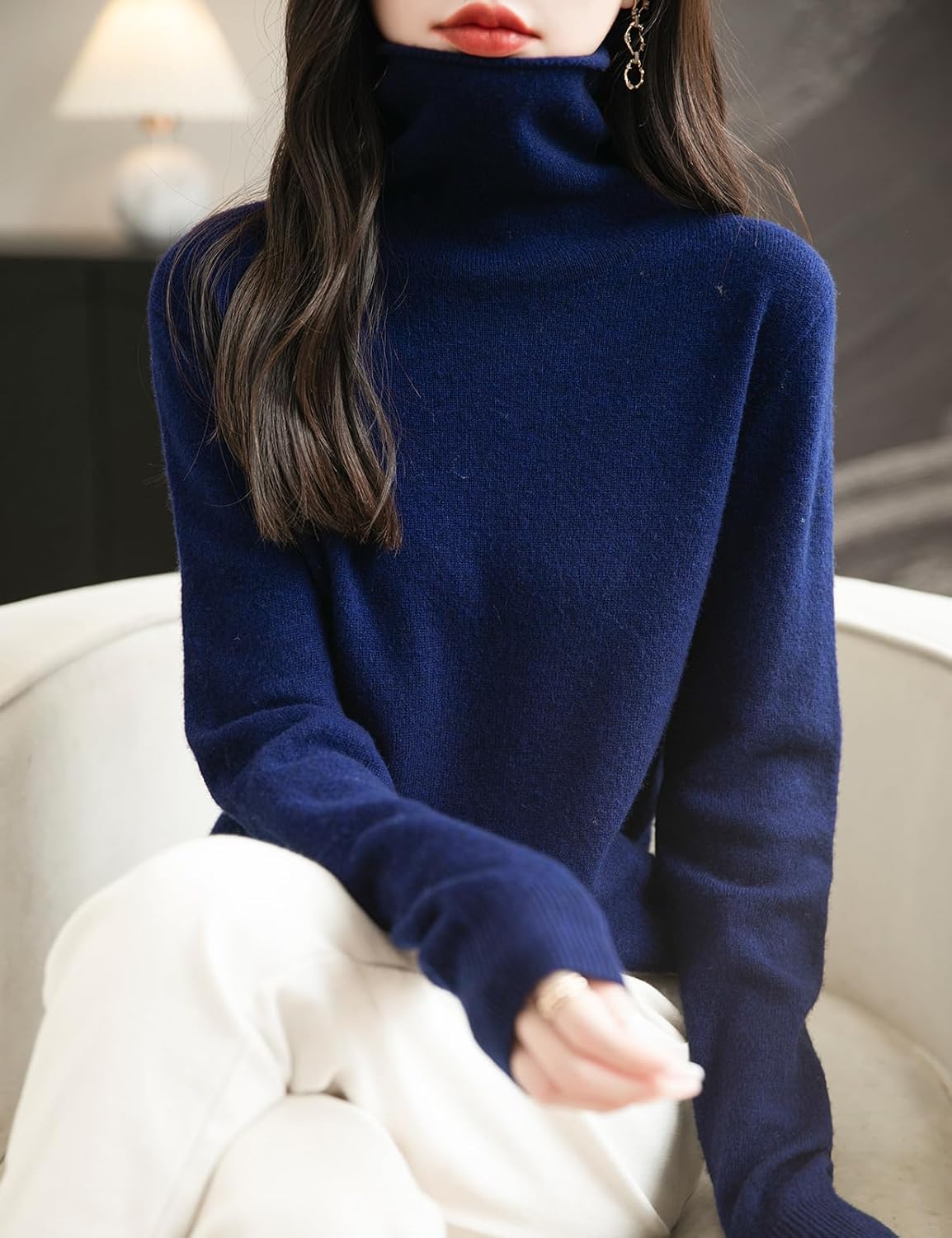 Chanyarn Women's 100% Merino Wool Seamless Sweater Turtleneck First-Line Ready to Wear Long Sleeve Knitted Pullover Tops
