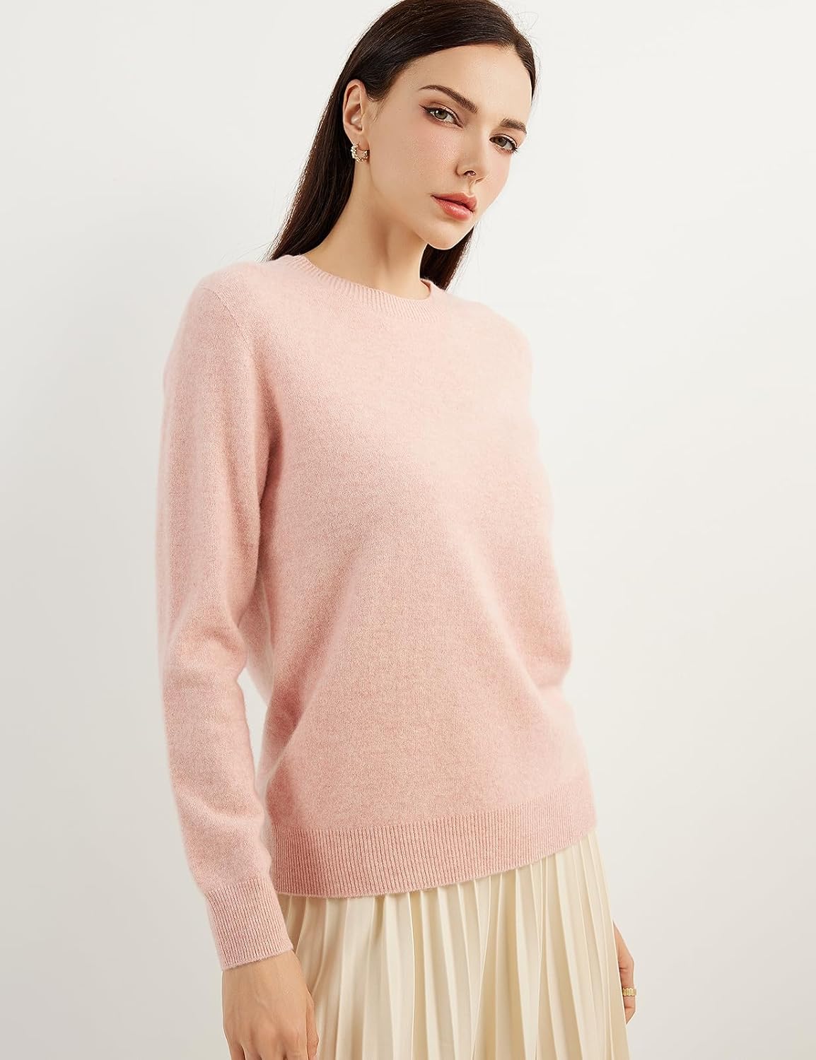 Women's 100% Pure Cashmere Sweater 2025 Fall Winter Crew Neck Long Sleeve Warm Soft Knitted Pullover