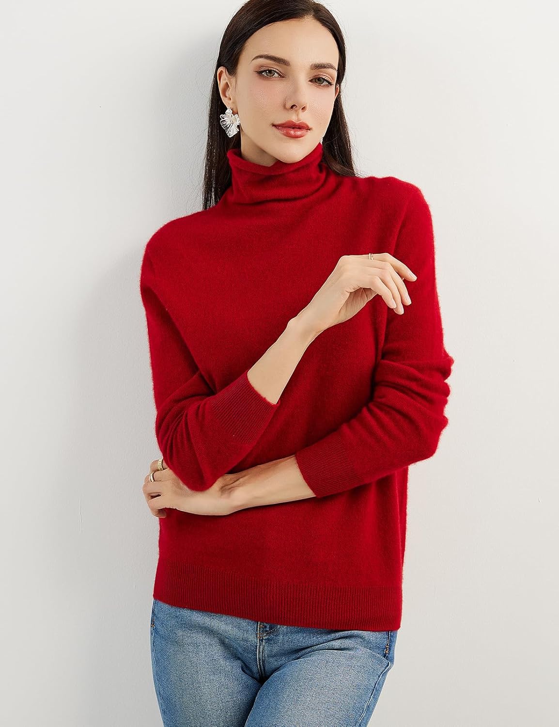 100% Pure Cashmere Women's Sweater Turtleneck Long Sleeve Warm Soft 2025 Fall Winter Knit Pullover
