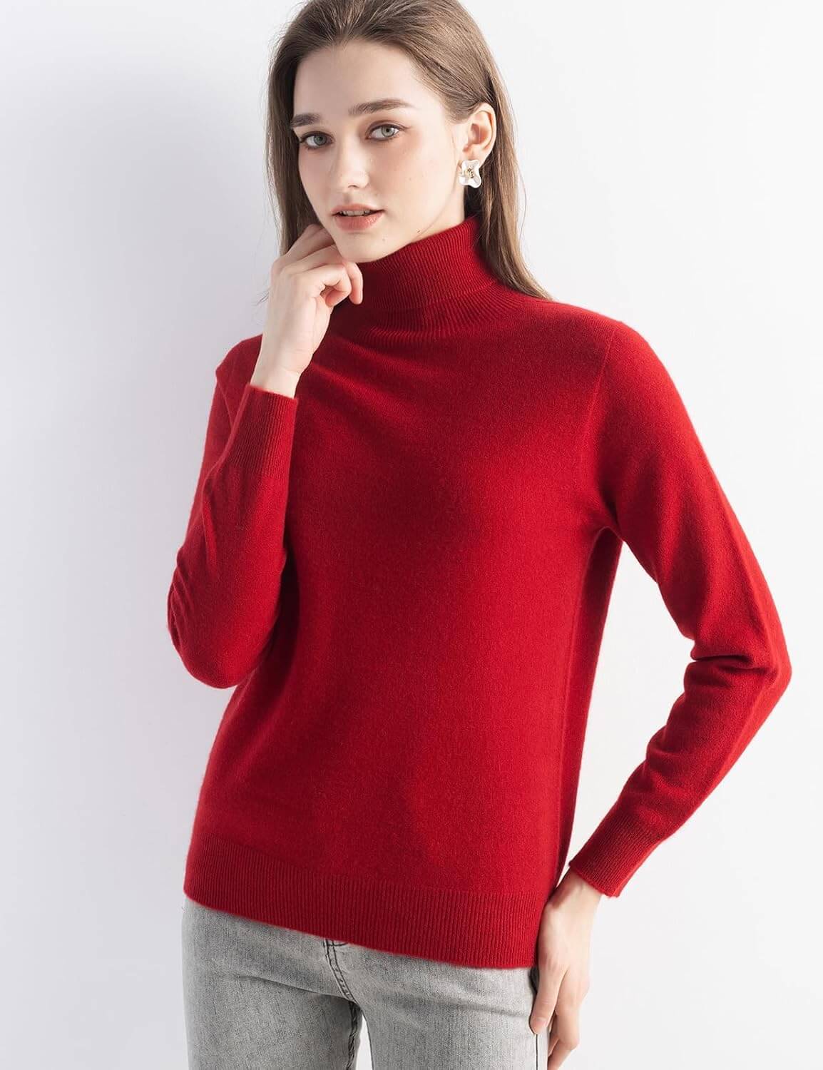 Women's 100% Pure Cashmere Sweater Turtleneck Long Sleeve Warm Soft 2025 Fall Winter Knit Pullover