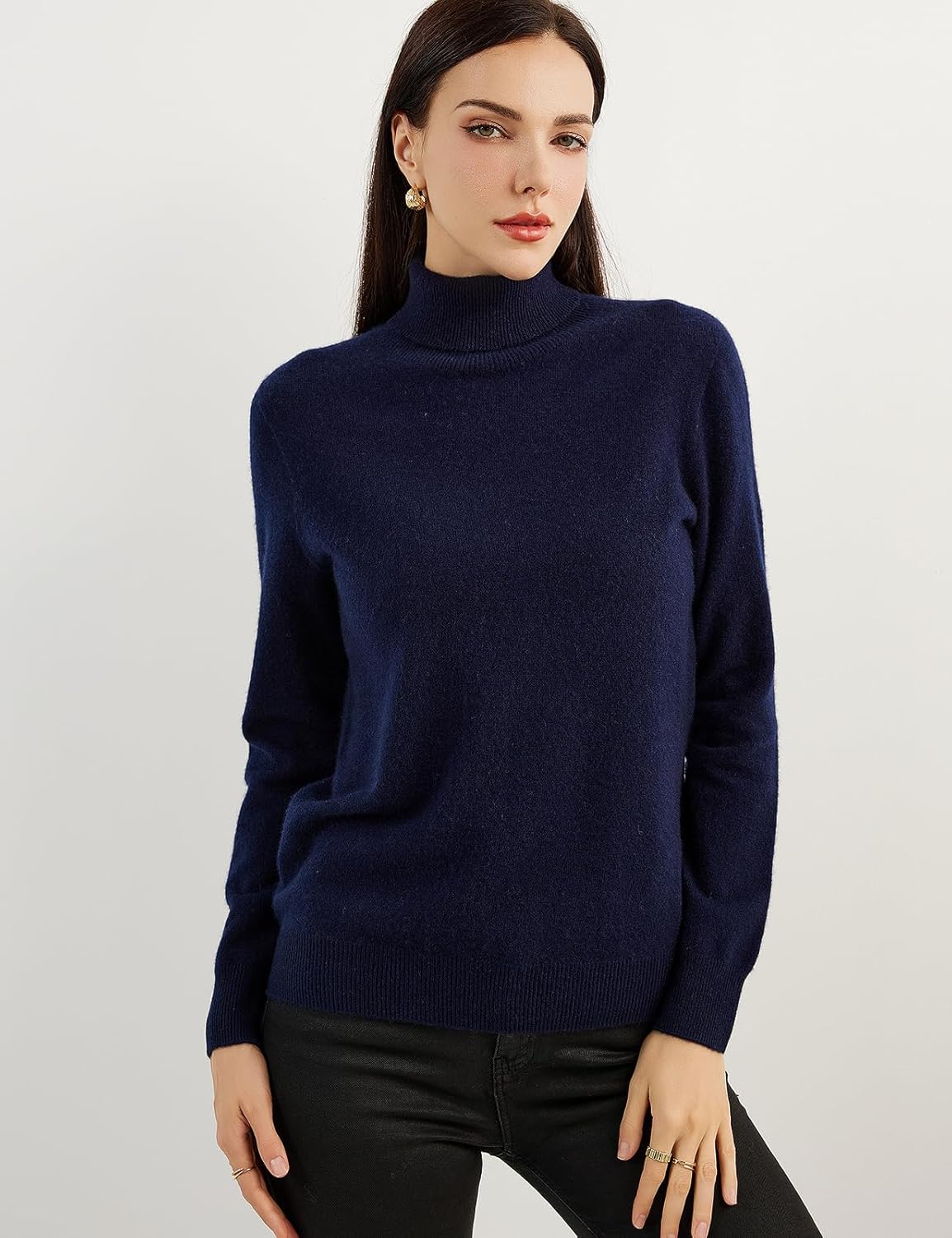 Women's 100% Pure Cashmere Sweater Turtleneck Long Sleeve Warm Soft 2025 Fall Winter Knit Pullover