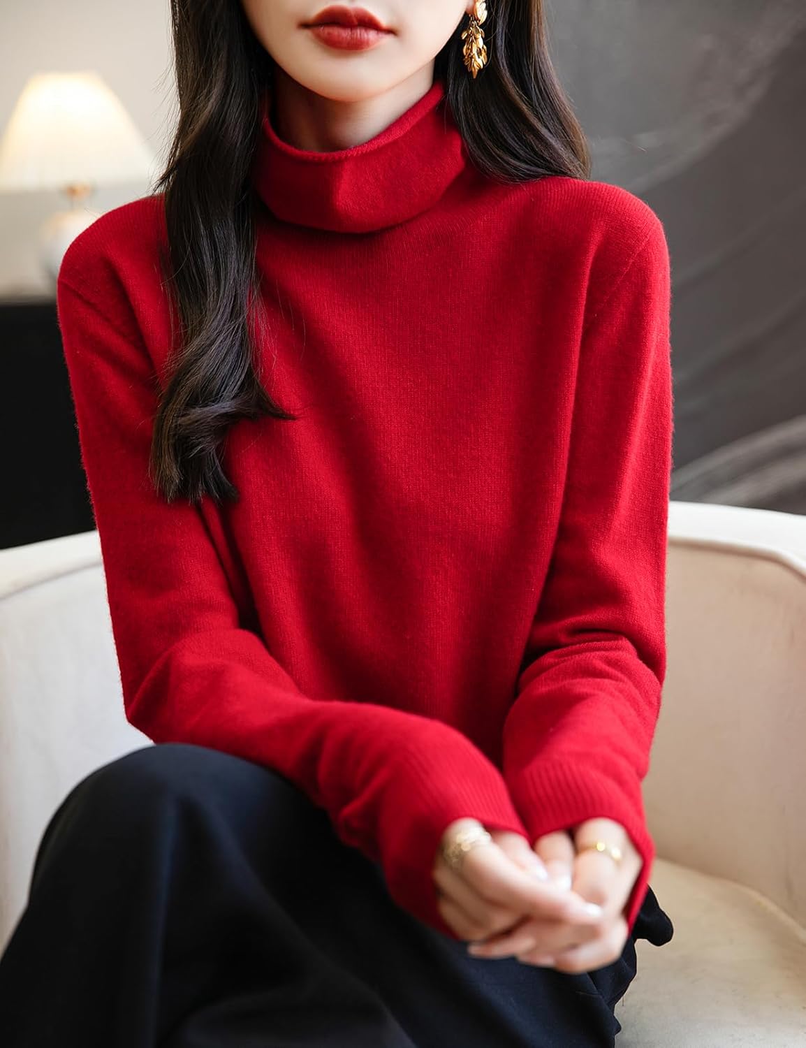 Chanyarn Women's 100% Merino Wool Seamless Sweater Turtleneck First-Line Ready to Wear Long Sleeve Knitted Pullover Tops