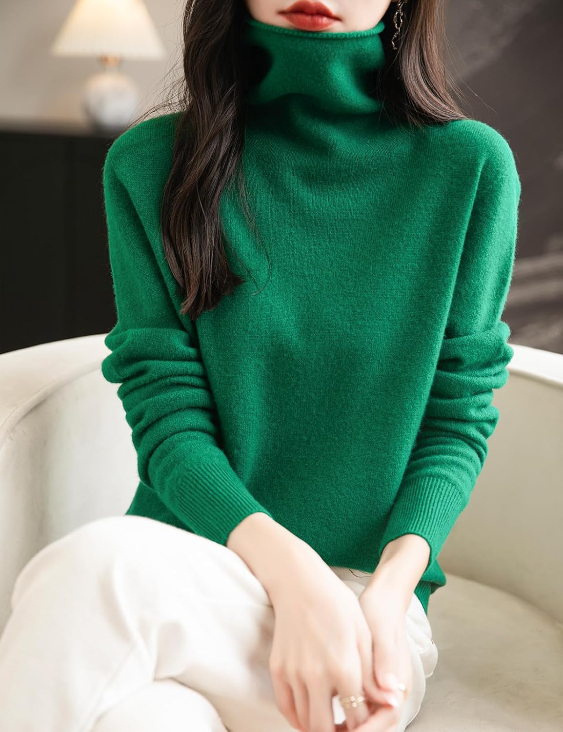 Chanyarn Women's 100% Merino Wool Seamless Sweater Turtleneck First-Line Ready to Wear Long Sleeve Knitted Pullover Tops