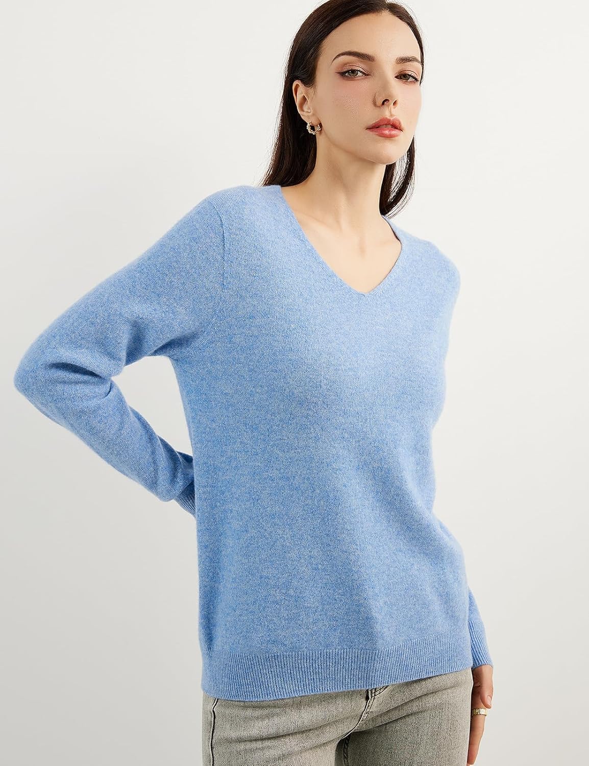 Chanyarn 100% Pure Cashmere Women's Sweater V-Neck Long Sleeve 2025 Fall Winter Warm Soft Knit Pullover