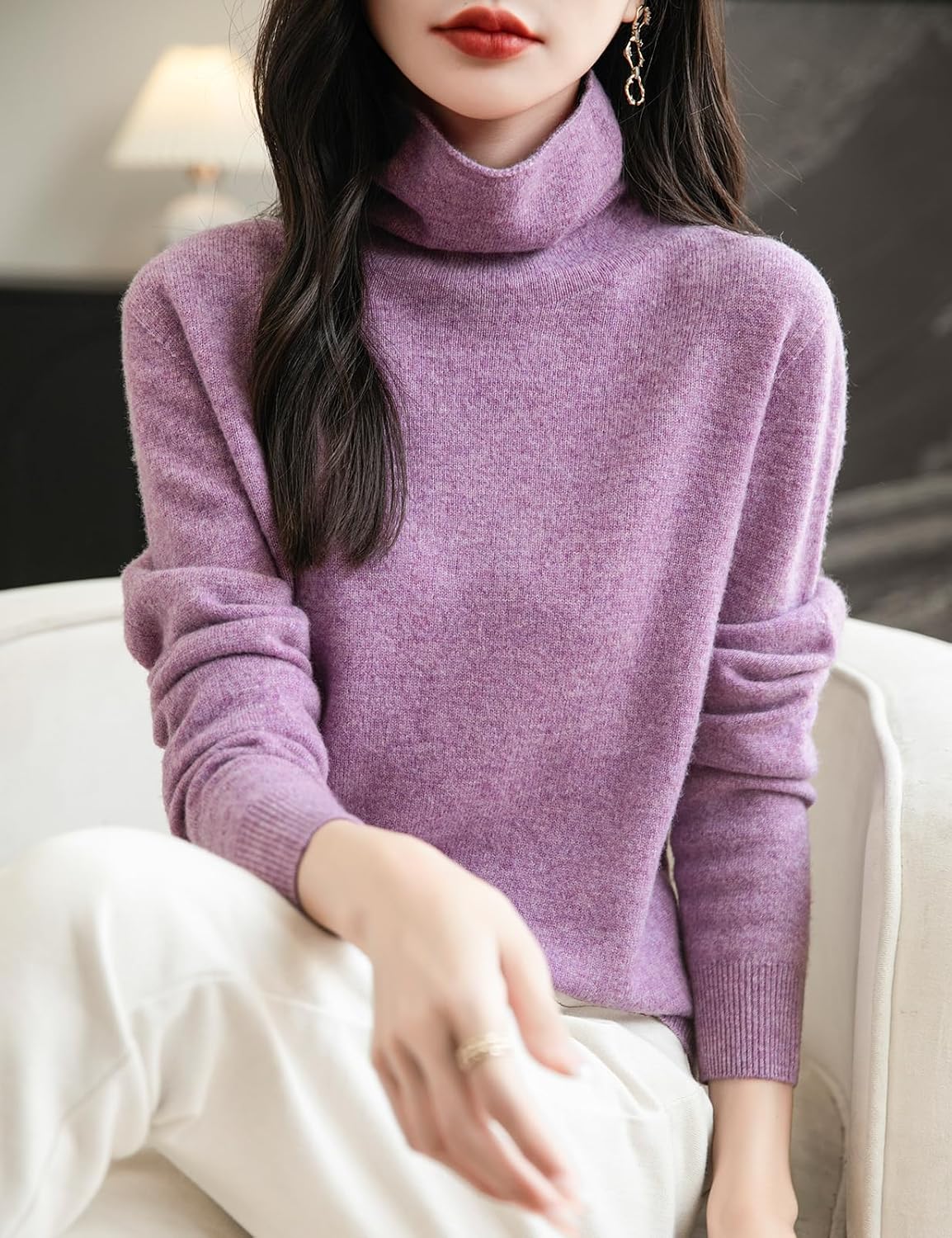 Chanyarn Women's 100% Merino Wool Seamless Sweater Turtleneck First-Line Ready to Wear Long Sleeve Knitted Pullover Tops