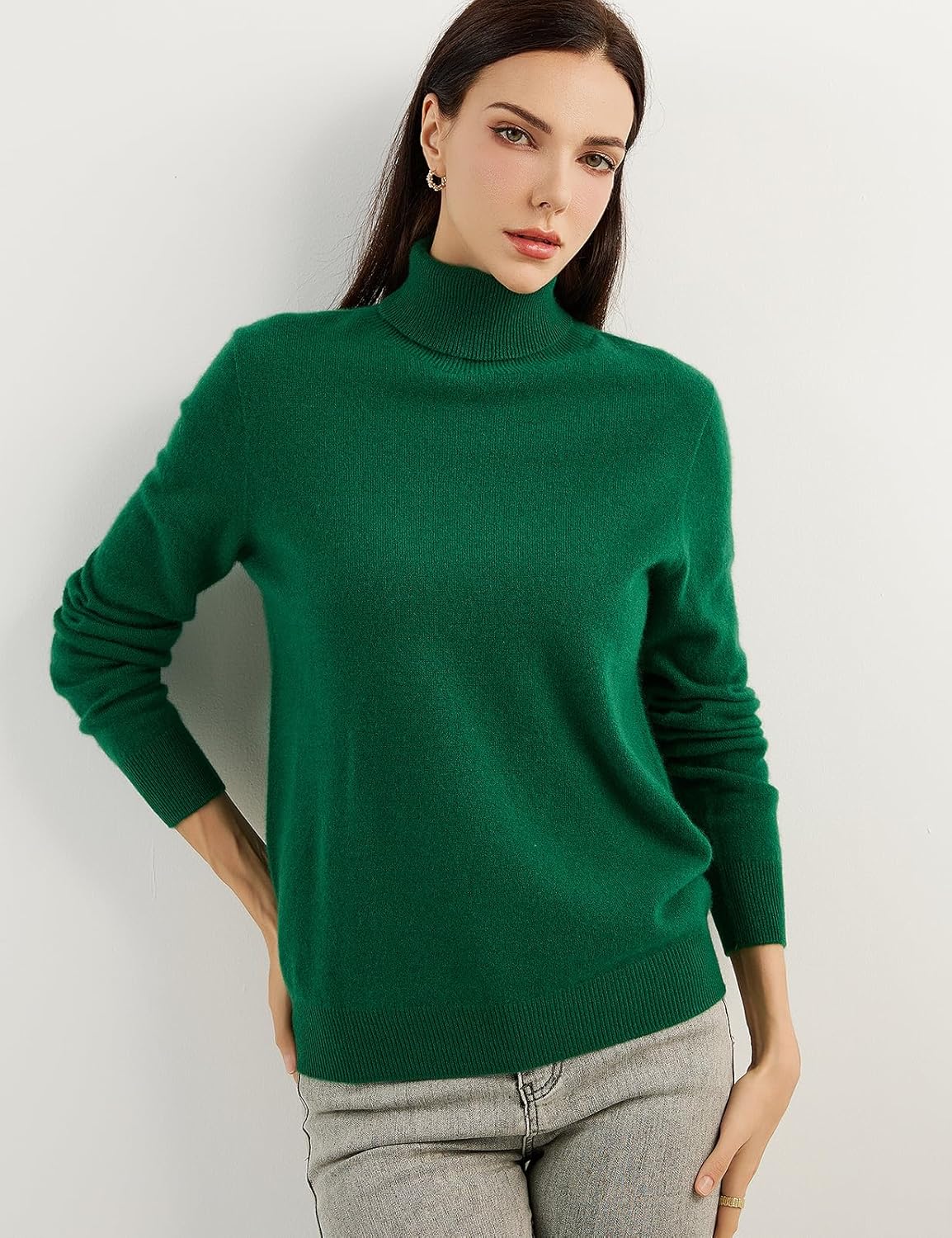 Women's 100% Pure Cashmere Sweater Turtleneck Long Sleeve Warm Soft 2025 Fall Winter Knit Pullover