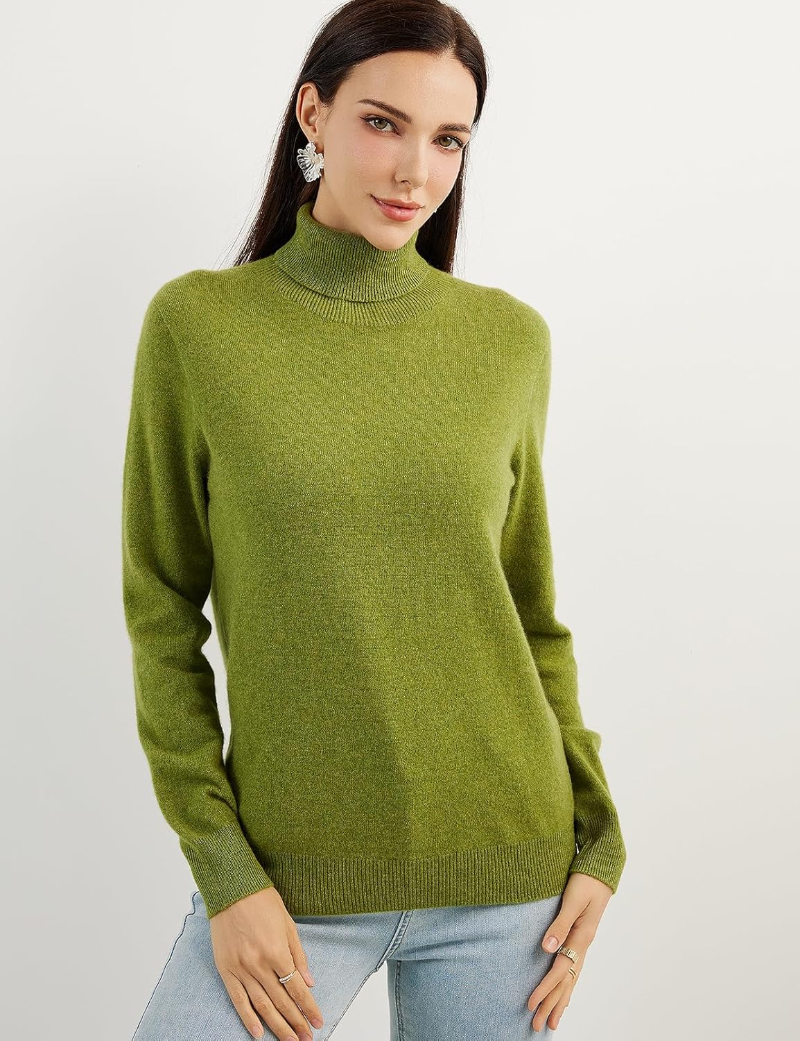 Women's 100% Pure Cashmere Sweater Turtleneck Long Sleeve Warm Soft 2025 Fall Winter Knit Pullover