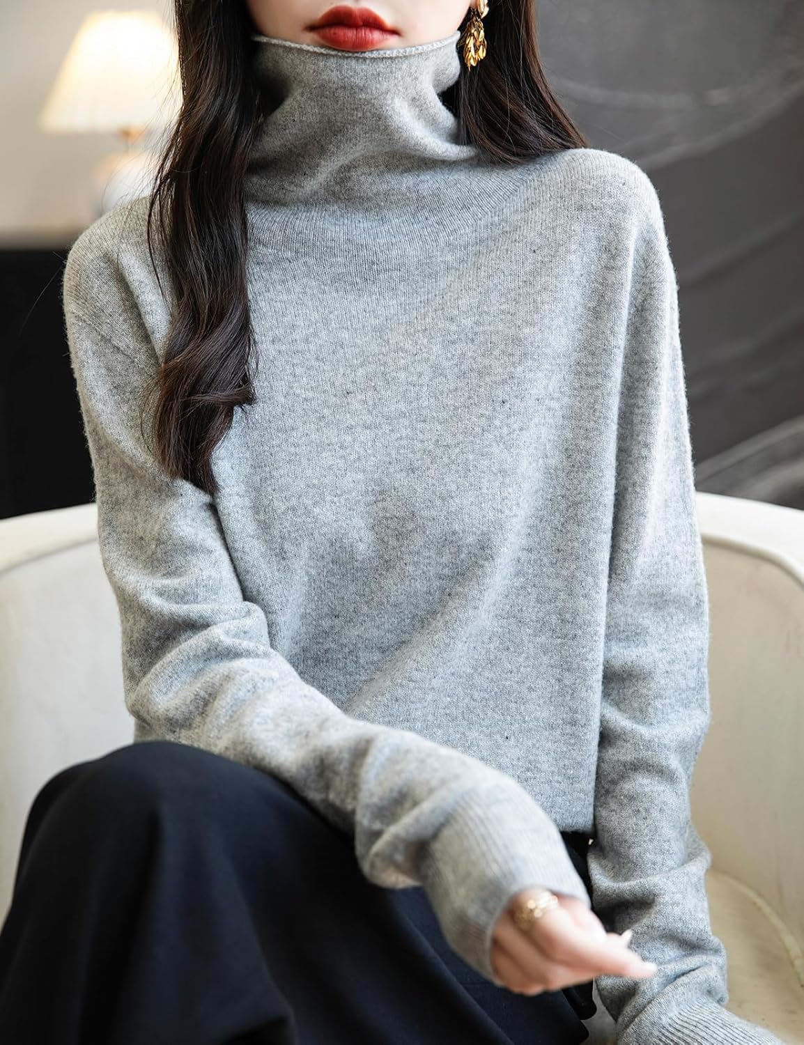 Chanyarn Women's 100% Merino Wool Seamless Sweater Turtleneck First-Line Ready to Wear Long Sleeve Knitted Pullover Tops
