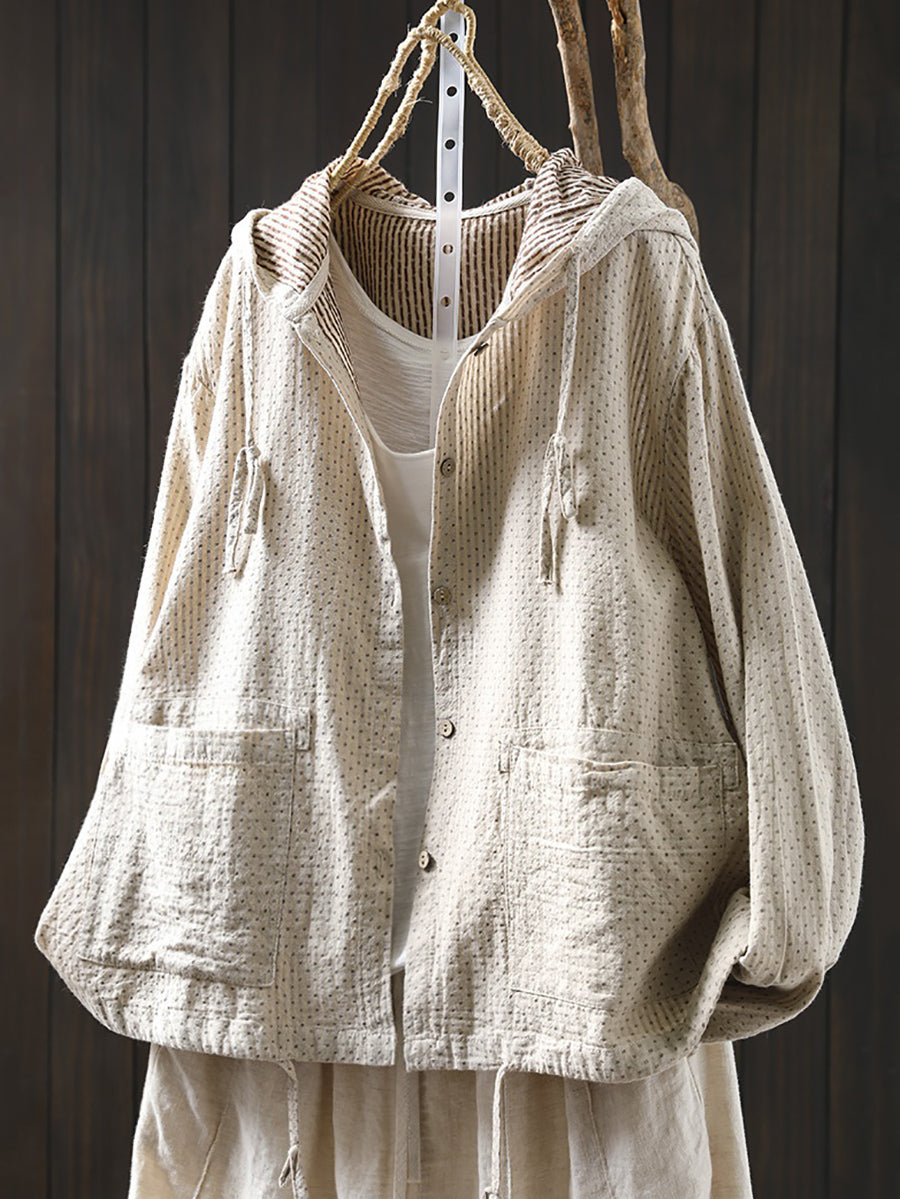 Dames Lente Artsy Dot 100% Katoenen Capuchon Shirt