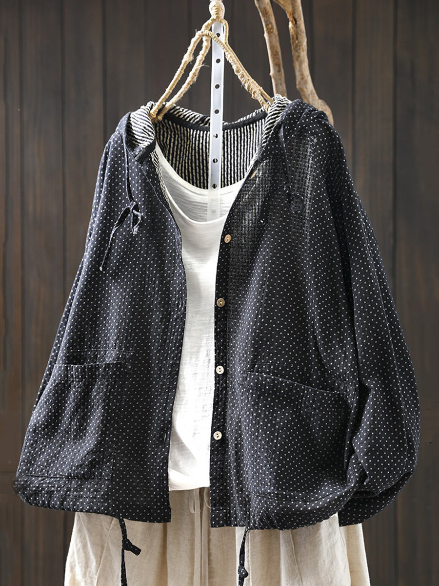 Dames Lente Artsy Dot 100% Katoenen Capuchon Shirt
