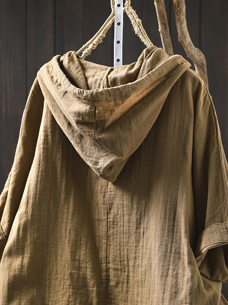 Dames Lente 100% Katoen Pure Kleur Capuchon Shirt