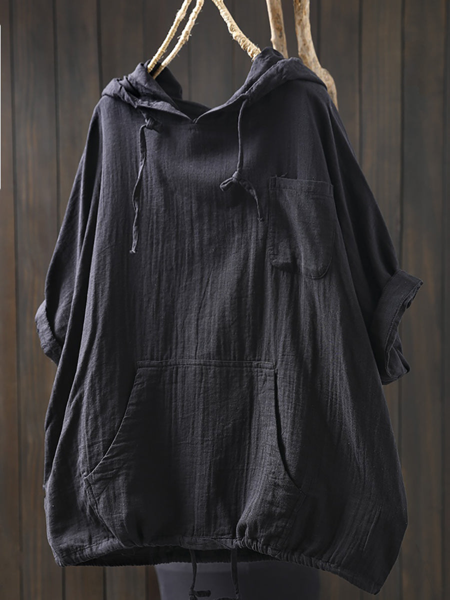 Dames Lente 100% Katoen Pure Kleur Capuchon Shirt