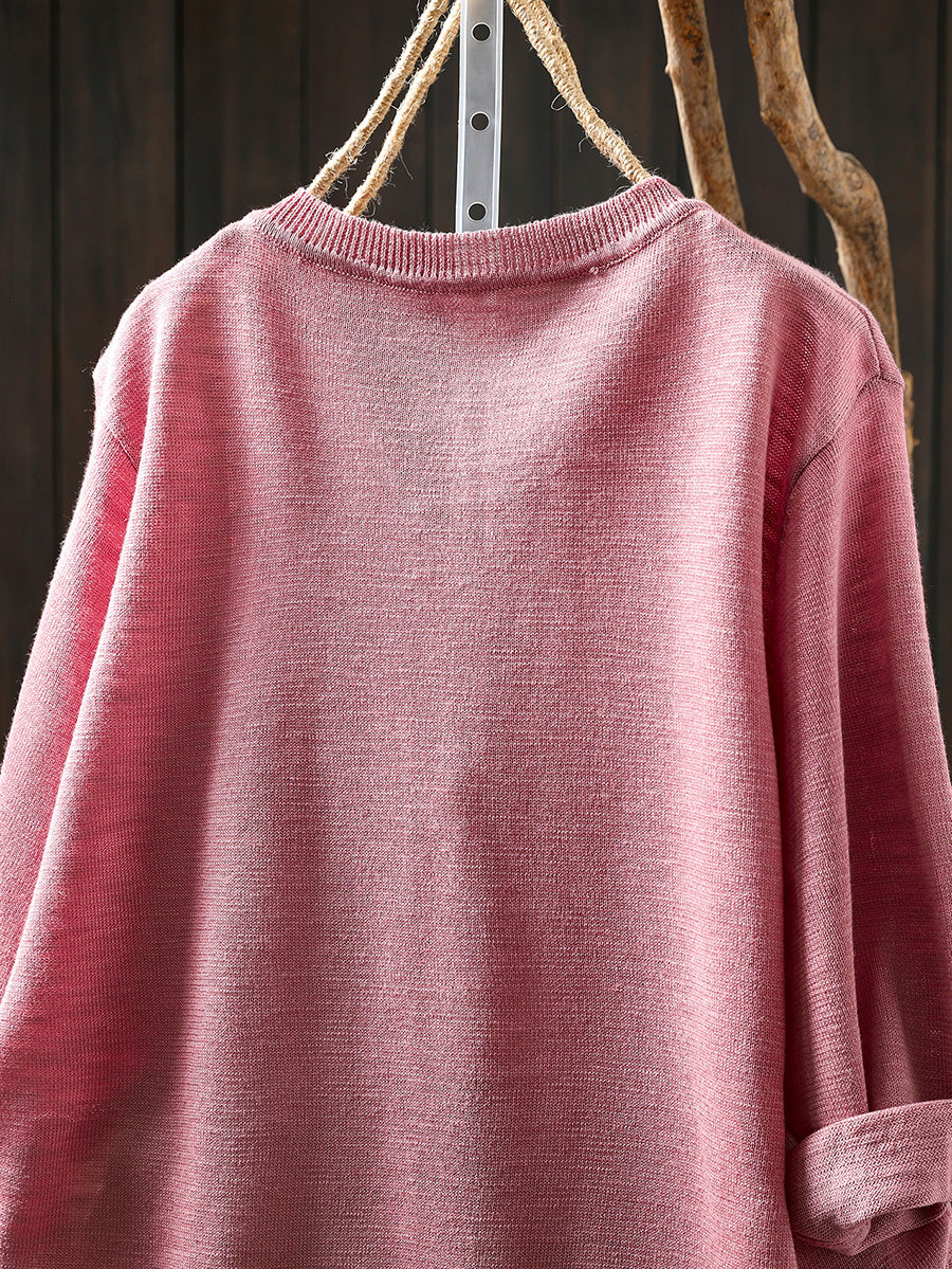 Dames zomer casual kleurrijk knoop gebreid O-hals shirt