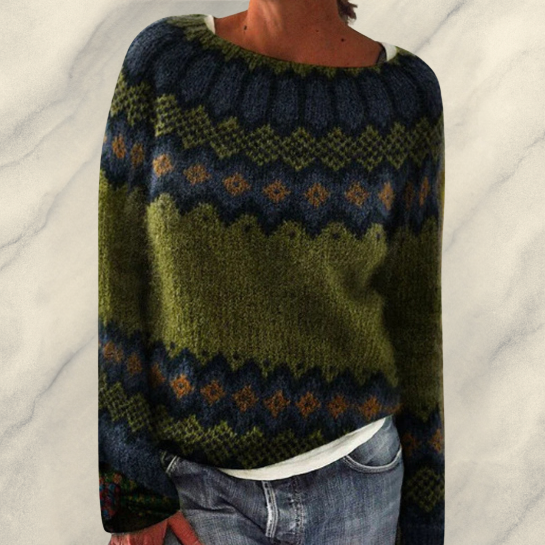 Alva | Groen Patroon Warme Trui