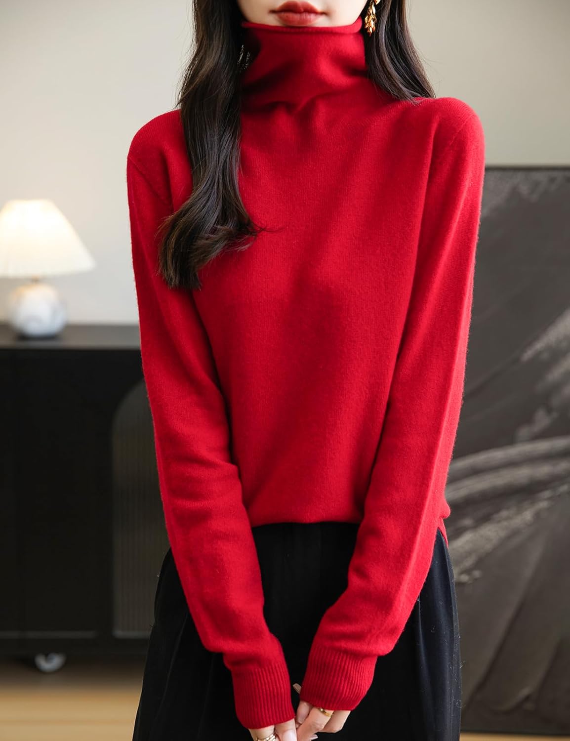 Chanyarn Women's 100% Merino Wool Seamless Sweater Turtleneck First-Line Ready to Wear Long Sleeve Knitted Pullover Tops